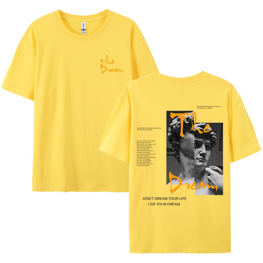 Summer Men's Letter Printed Round Neck T-shirt Street 100% Cotton Loose Breathable Soft Outdoor Holiday Short Sleeve