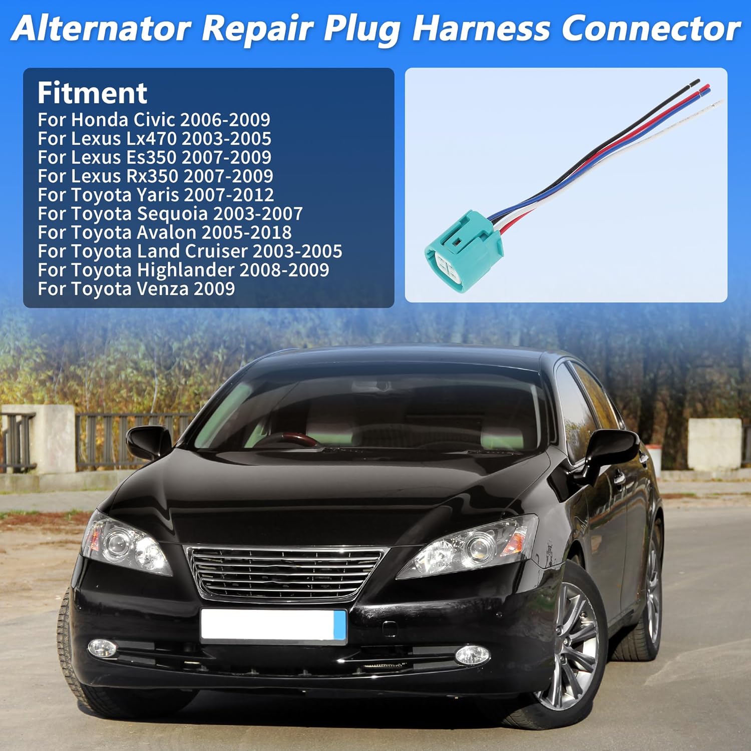 ACROPIX Alternator Repair Plug Harness Connector for Honda Civic 2006-2009 Alternator Wiring Harness for Lexus Lx470 2003-2005 9098011964