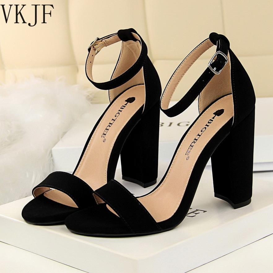 Fashion 2024 Summer Plus Size 34-43 Woman 9.5cm High Heels Sandals Classic Block Platform Pumps Lady Chunky Burgundy Yellow Nude Shoes