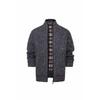Cardigan con zip multicolore da uomo, colletto alla coreana, fodera a quadri, lavorato a maglia, casual, outerwear