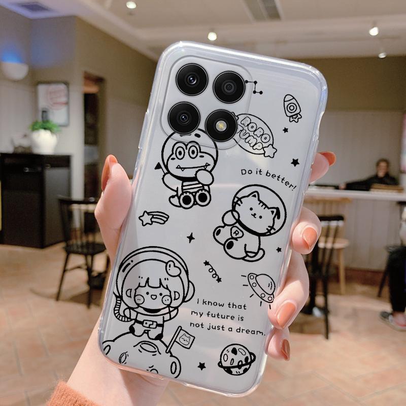 For Honor 70 Lite 5G Case Silicone Soft Clear TPU Coque for Honor X8a X8b X8c X8 5G X6 Phone Cover Print Shell Protection Women