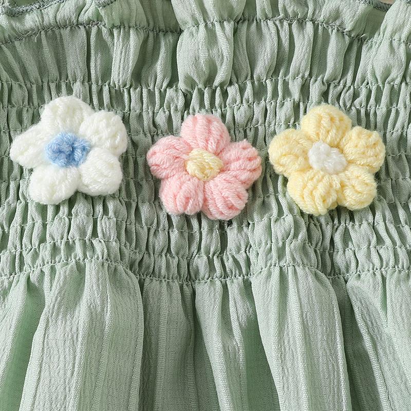 Citgeett Summer Kids Toddler Baby Girl Outfit Flower Ruffled Trim Sleeveless Tops Shorts Casual Clothes Set