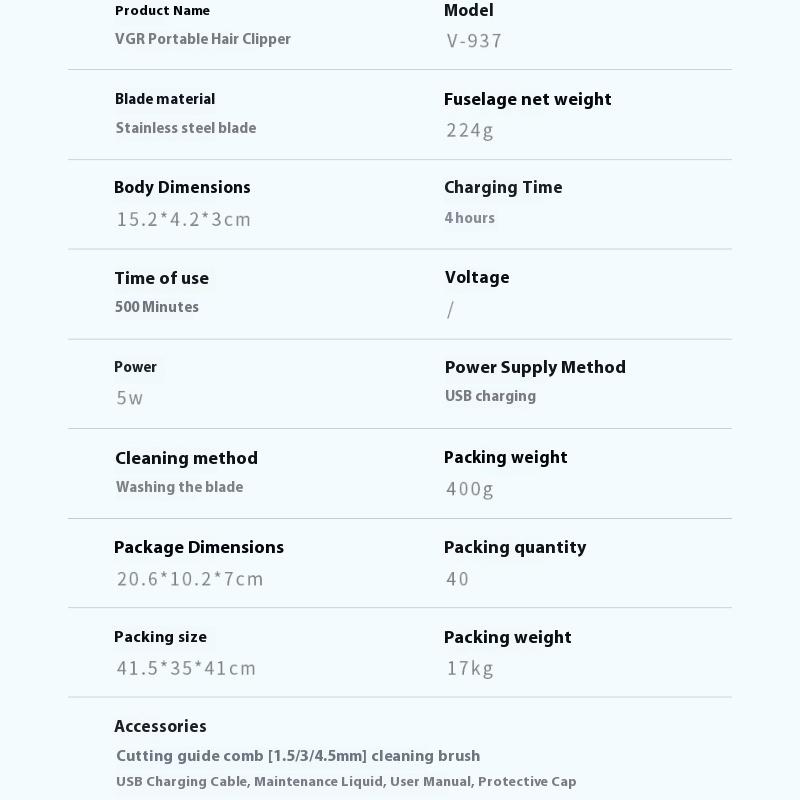 Original VGR 256 Cordless Professional Hair Clipper for Barber Salon Home Hair Trimmer for Men Beard & Hair Cutting Machine Lithium Home Hair Trimming