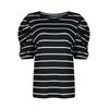 Women's Fashion Striped Leg Of Mutton Short Sleeve Casual T-Shirt
