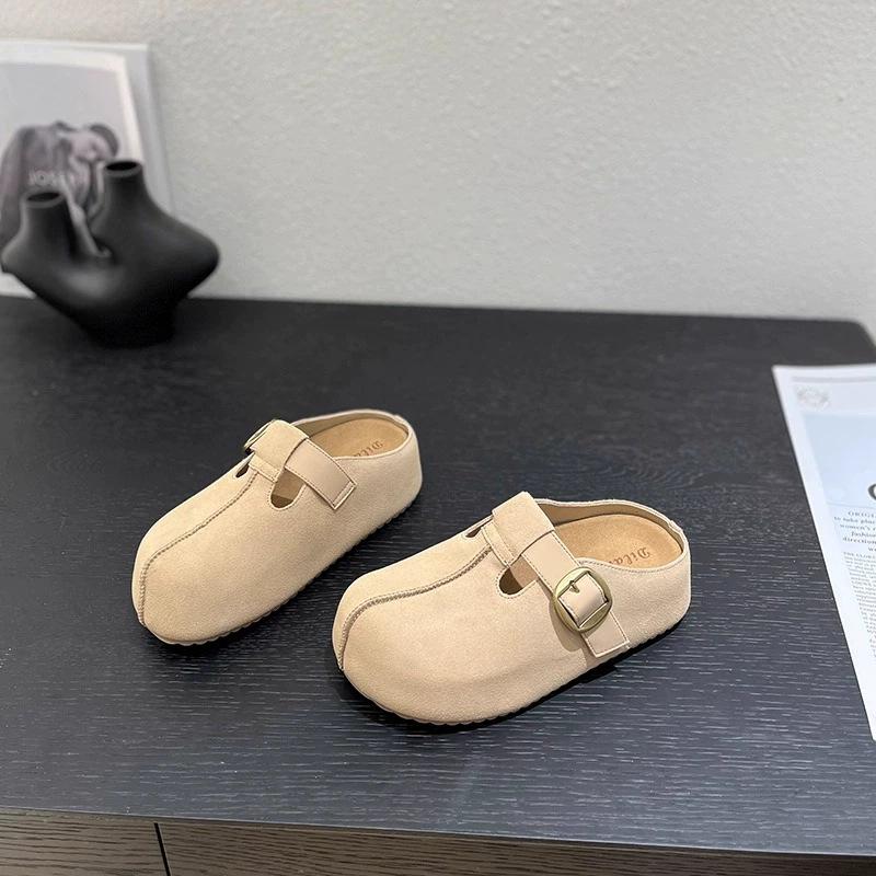 Thick bottom heightening mango women's spring and summer new casual outer wear one-pedal bag head slippers