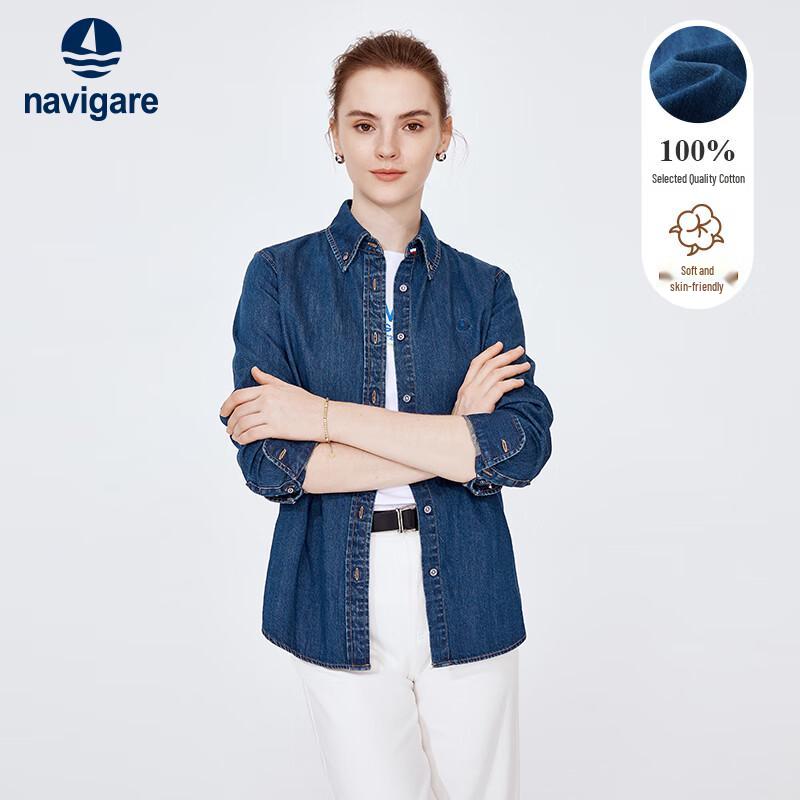 Navigare Women s Long Sleeve Denim Shirt Jacket L