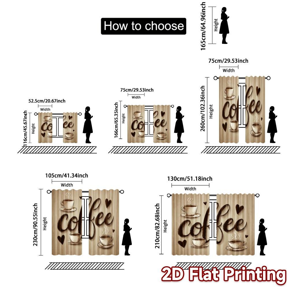 Flat Printing Curtains Without Rod Coffeelovers Curtain Fabric Versatile Polyester Home Decor Ldeal Set Of 2 Modern Made Washable