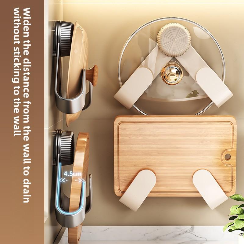 Wall-Mounted Pot Lid Rack Kitchen Cutting Board Holder Chopping Board Multi-Purpose Storage Organizer No-Punching Required