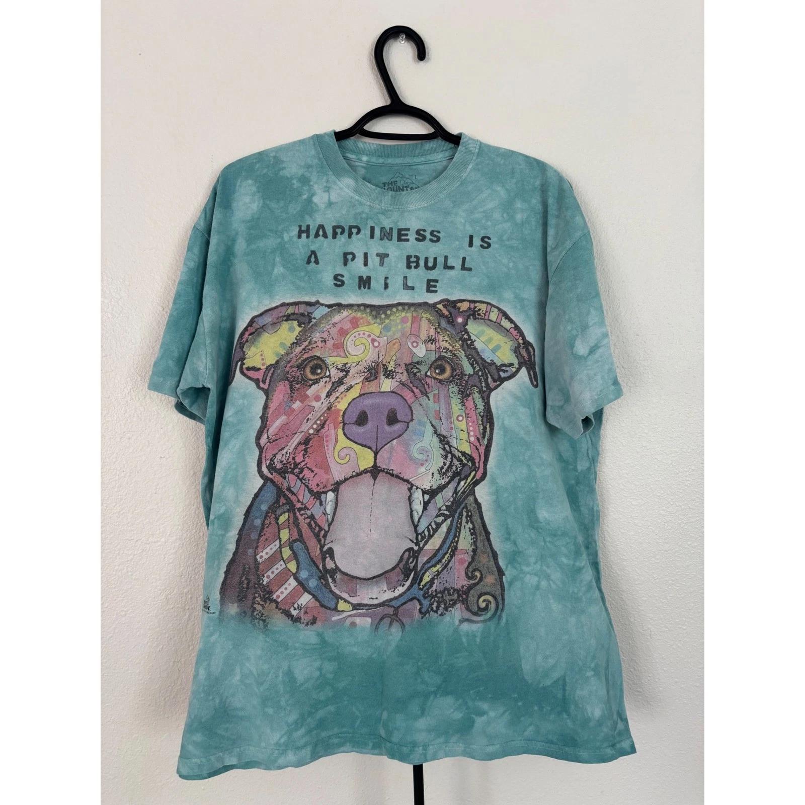 The Mountain Dean Russo Pit Bull Smile Tie Dye Graphic T-Shirt Teal Mens Large 4XL