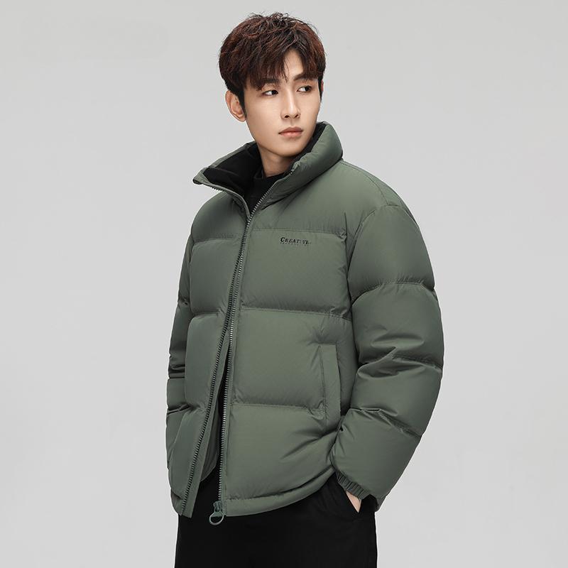 Down Jacket Autumn and Winter New Short Thick Warm Duck Down Stand Collar Couple Puffer Jacket