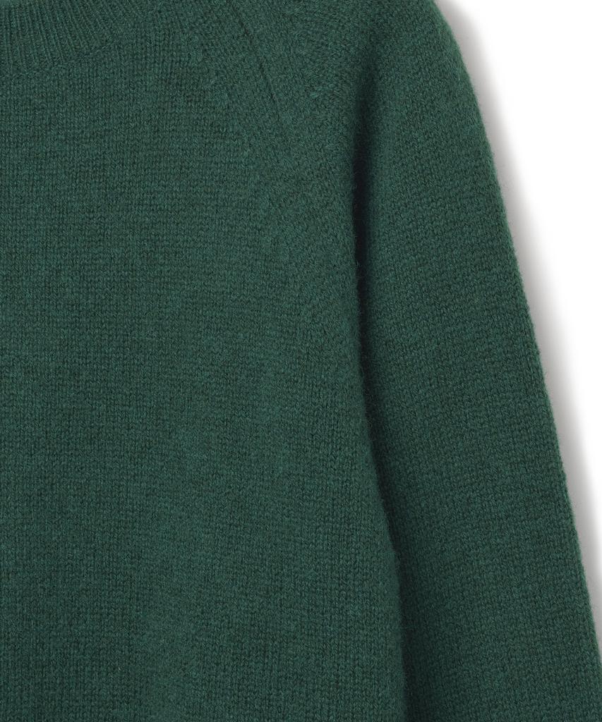 KNITTED Shaggy Dog 100% Wool Round Knit Dark Green
