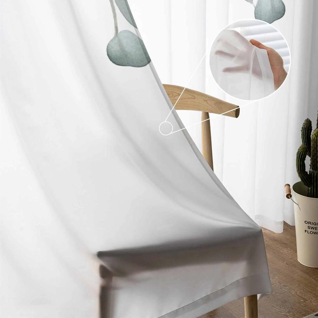 Spring Watercolor Plant Leaves Sheer Curtains For Living Room Kitchen Window Curtains Bedroom Tulle Voile Curtains