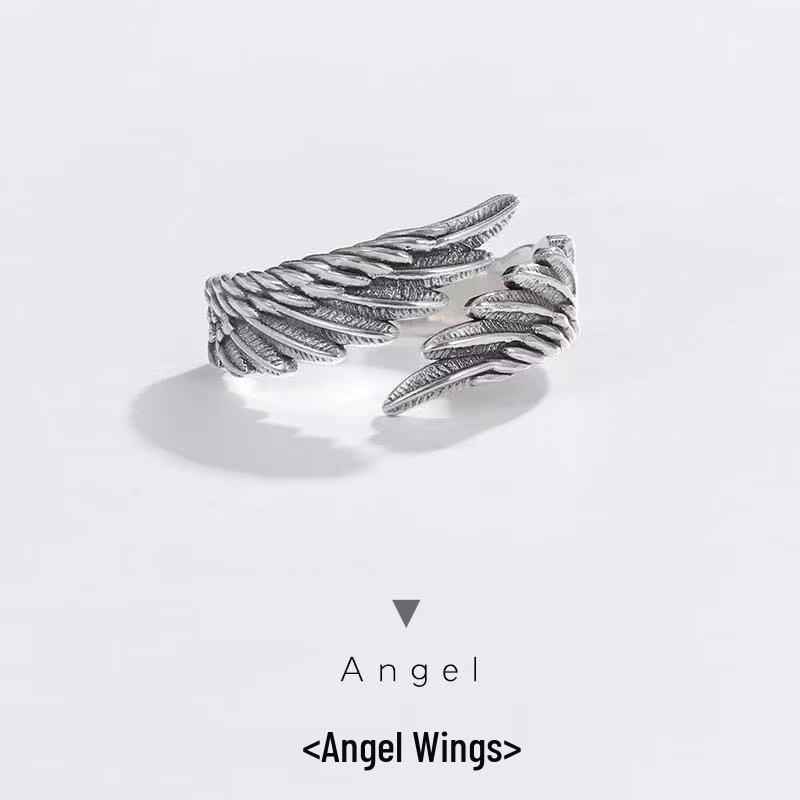 

Angel and Demon Wings Couple Rings, Thai Silver, European and American Style, Personalized Openable Design One Size