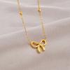 Titaniums Steel Necklace Beaded Chain Necklace Bowknot Charm Necklace Multifuntional Neck Jewelry Suitable for Daily