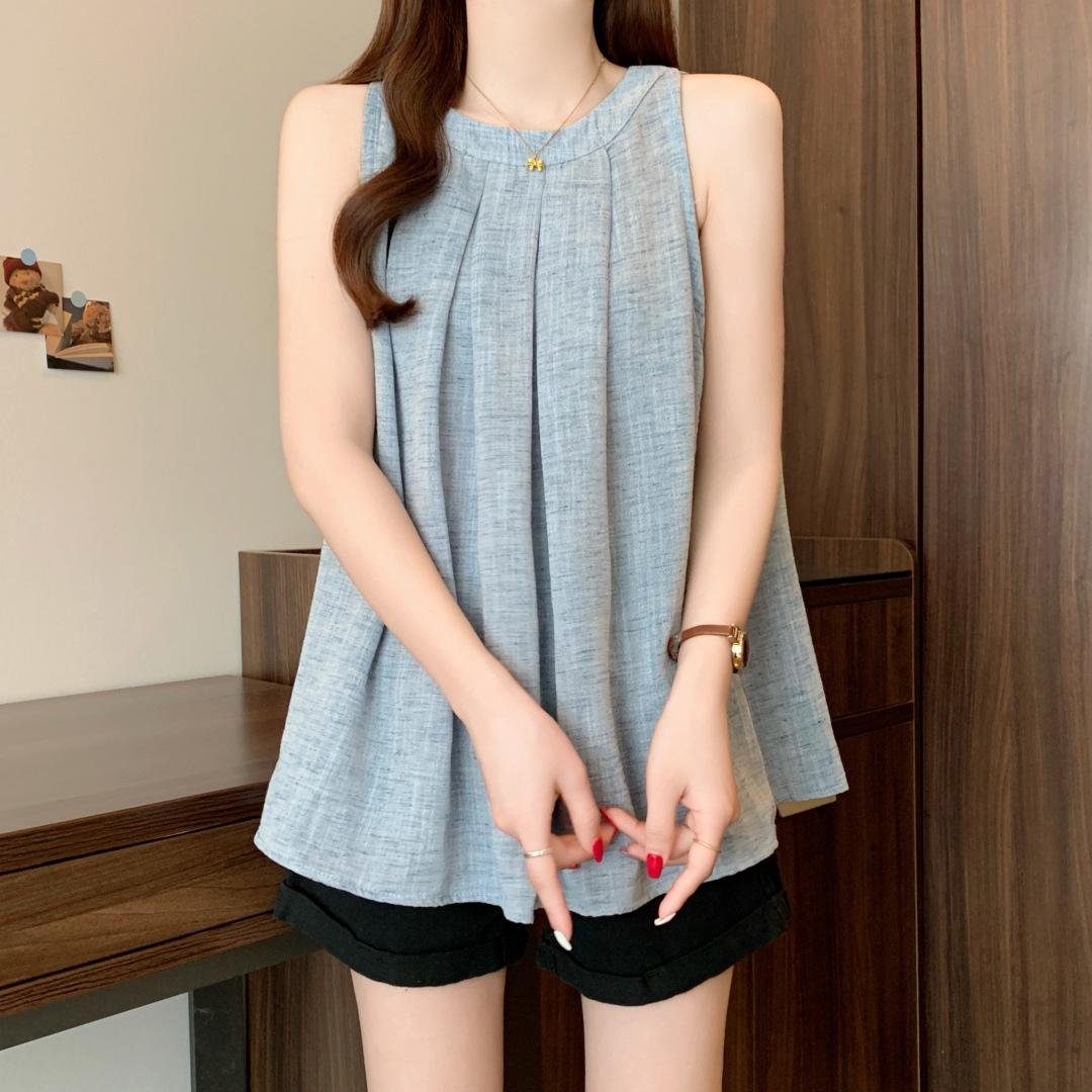 Plus Size Women s French-Style Tummy-Concealing Halter Neck Sleeveless Camisole L (recommended 105-115 jin)