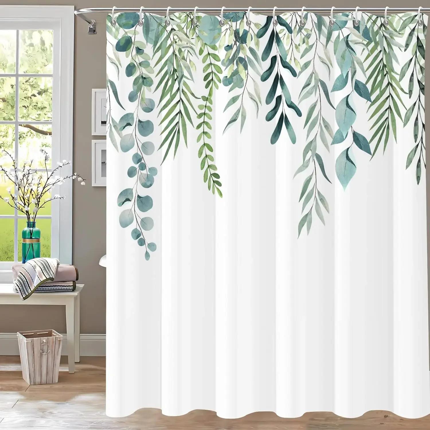 

Botanical Garden Shower Curtain-Blue And Gray Flowers With Exquisite Butterflies, A Bathroom Decoration Inspired By Nature, W60H190(CM)-1 Pcs