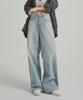 Gold Percent Women'S Washed Wide Diagonal Cut Denim Pants (2 Colors)