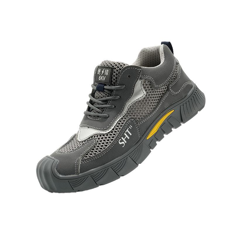 

Lightweight Breathable Safety Shoes: Anti-Smash, Anti-Puncture, Anti-Slip, Anti-Odor. Ideal for Construction Sites with Soft Soles. Gray 611; Size 37