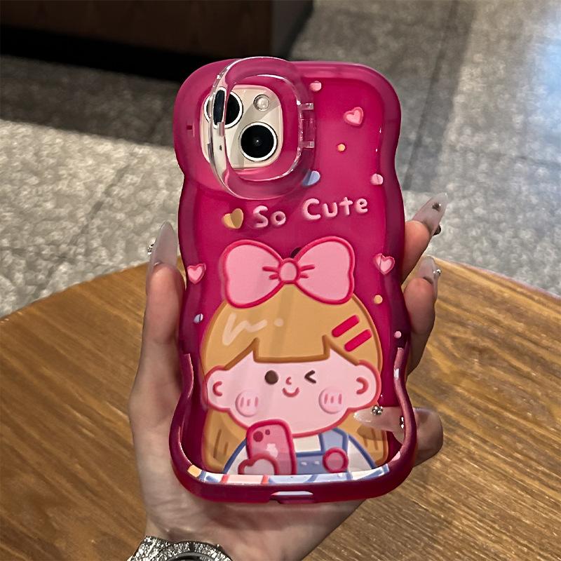 Cute Girl, Suitable for Apple 16promax Phone Case 15, Cartoon Niche 14, Dual Stand 13, Silicone 11, Anti-drop