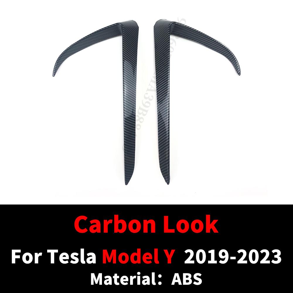 Front Fog Lamp Eyebrow Wind Knife For Tesla Model 3 Y 2016-2023 ABS Glossy Black Fog Lamp Trim Carbon Look Blade Trim Light