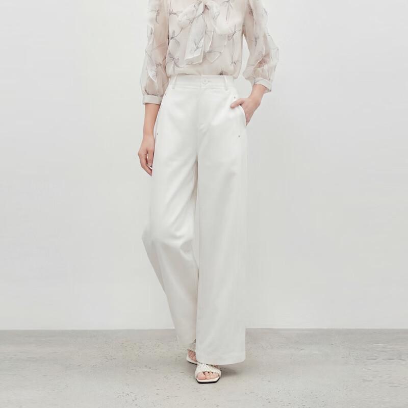 High-Waist Wide-Leg Casual Pants with Metal Buttons