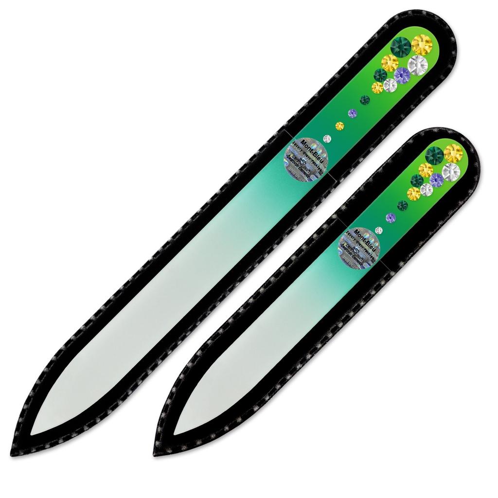 Un set de 2 pile de unghii din sticla marmura cu cristale MC-MS