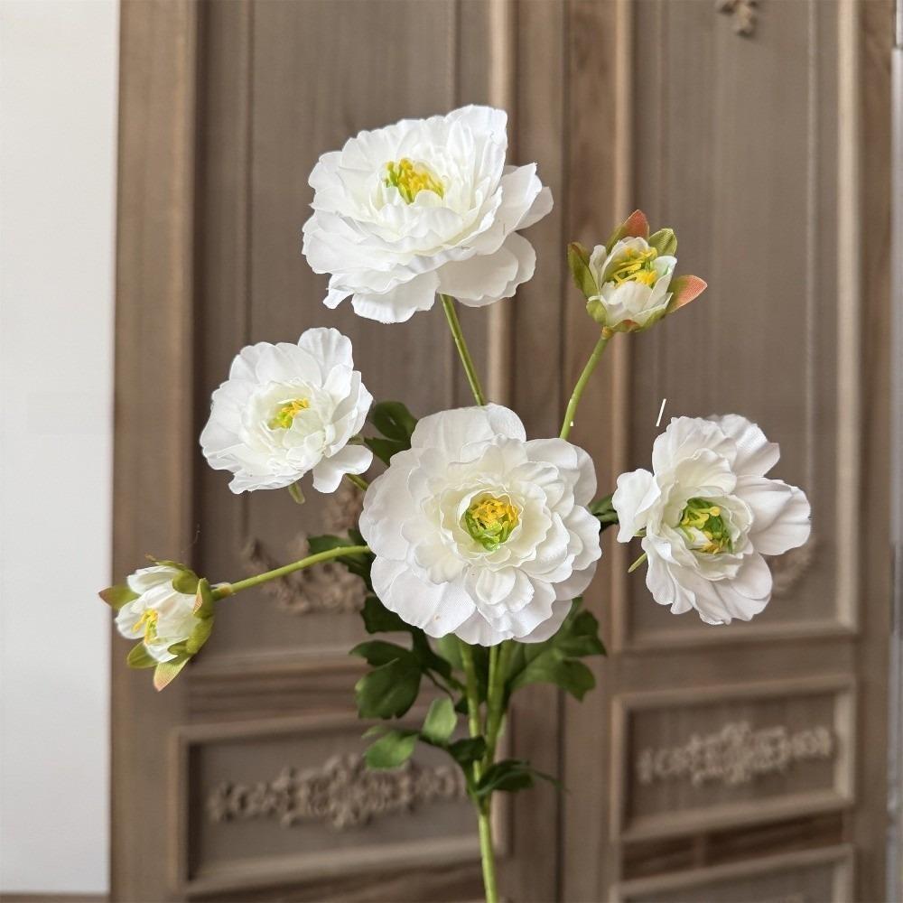 6 Heads Fake Flower with Buds Artificial Faux Plants Peony Artificial Flower  Wedding Decoration