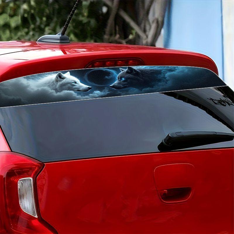 1PC Dual Wolf-themed Car Front Windshield Sticker Waterproof and Durable Vinyl Decals Truck Suv Banner Creative Decoration