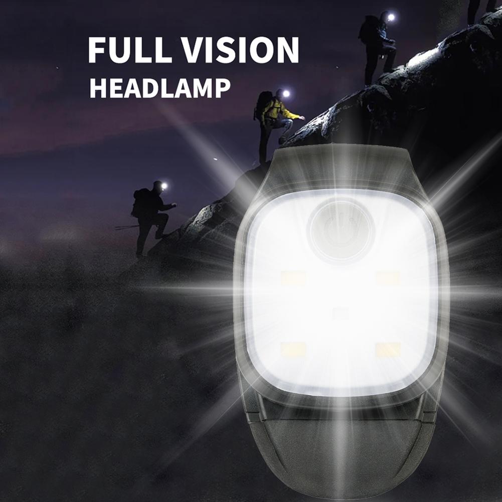 Clip Headlamp 4 Lighting Modes LED Flashlight Clip Safety Warning for Jogging Night Walking for Fishing Hiking USB Rechargeable