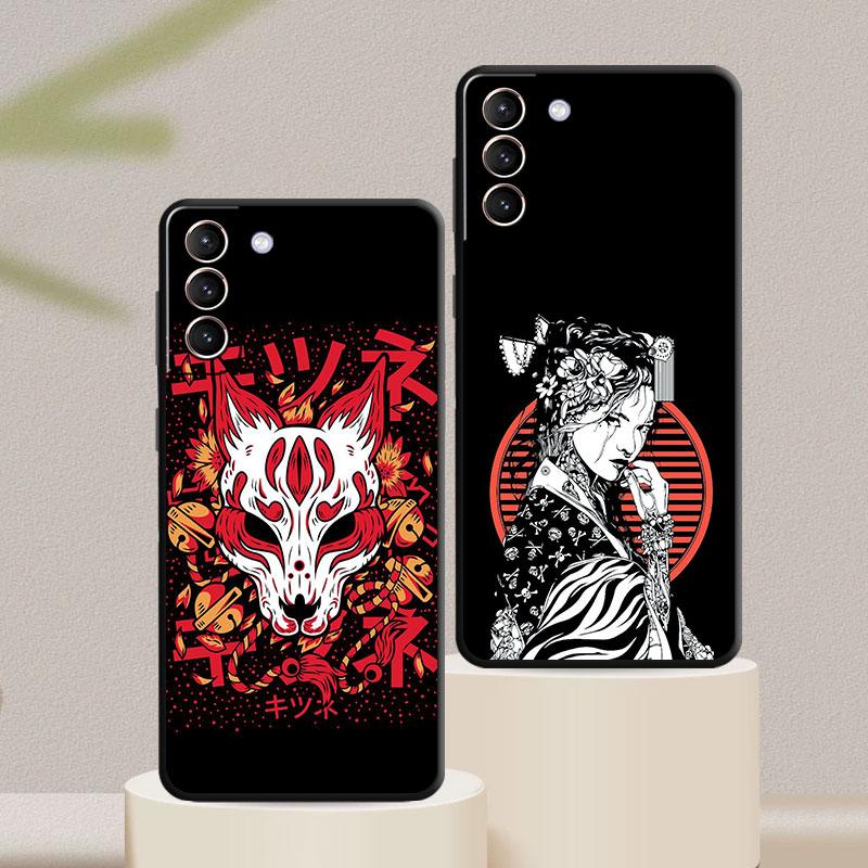 Case For Samsung Galaxy S20 S22 S21 FE S10 S23 Plus S24 Note 20 Ultra 10 Black Soft Phone Shell Great Ramen Wave Japan S24Ultra