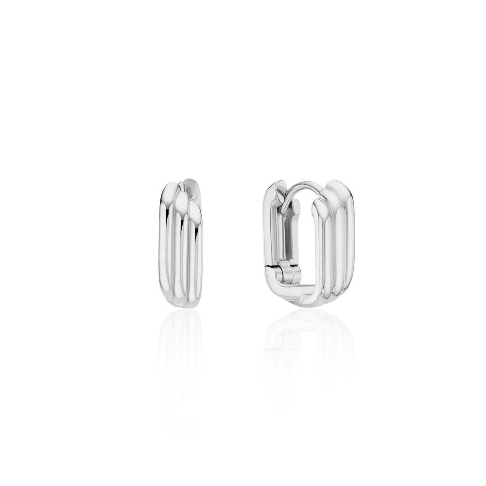 Triple Silver (W) Square Slide Earrings Hl3E40303W9Xxx