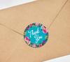 Darling Souvenir Round 45 Pcs Floral & Vines Border Black Thank You Stickers Envelope Seal-1.6