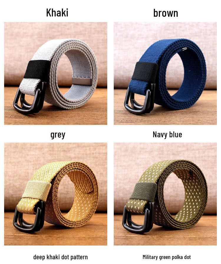Men's Canvas & Leather Double Ring Stretch Belt
