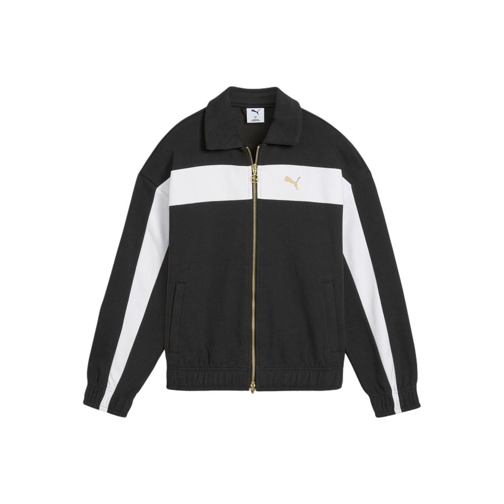 PUMA T7 Comfortable Versatile Sporty Casual Jacket Colorblock Cropped Dual-Zip Jacket with Small Logo Women's Black