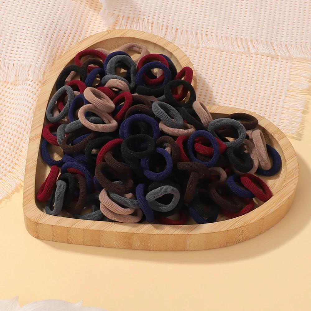 

100/200 шт. Набор разноцветных резинок для волос для девочек, нейлоновые эластичные резинки, детские держатели для хвостиков, скранчи, детские аксессуары для волос 200pcs