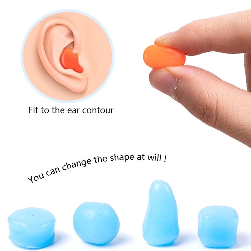 16Pcs Silicone Ear Plug Reusable Silicone Wax Earplugs Swimming Moldable Earplugs Noise Reduction Cancelling Sleeping Protection