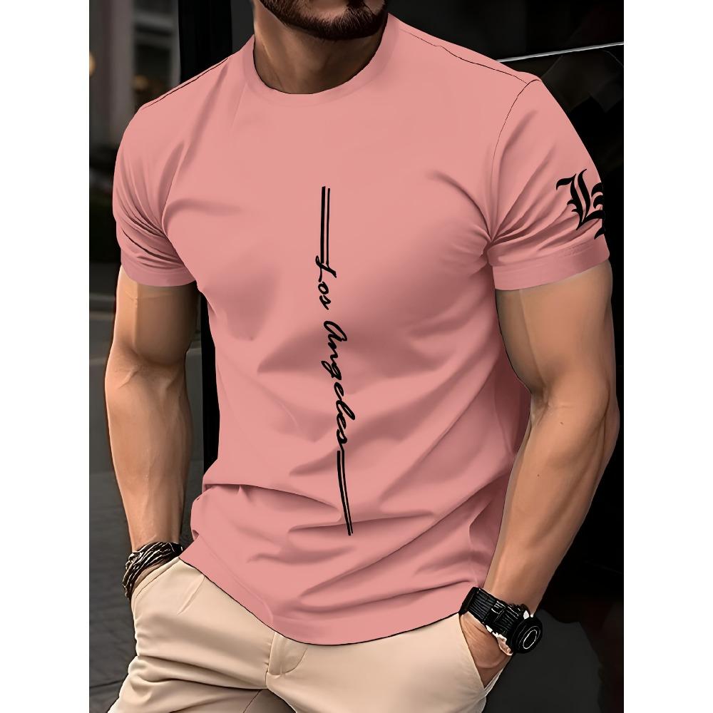 Men's quick drying breathable loose training round neck T-shirt with letter patterns printed on the fabric, durable and suitable for outdoor leisure