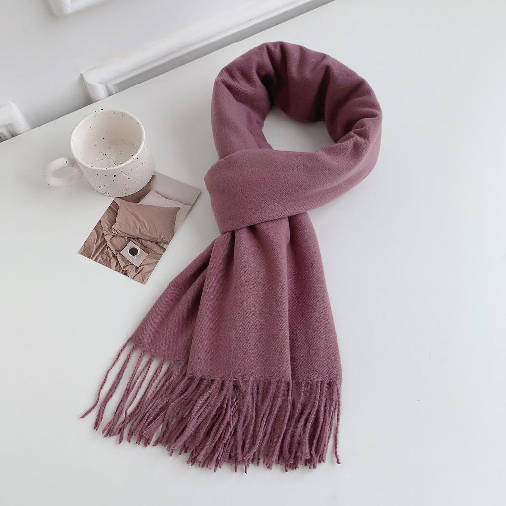 Luxuriöser Imitationskaschmir-Quasten-Schal in Uni-Rot für Damen - Koreanischer Stil, Winter-Vielseitig, Elegant