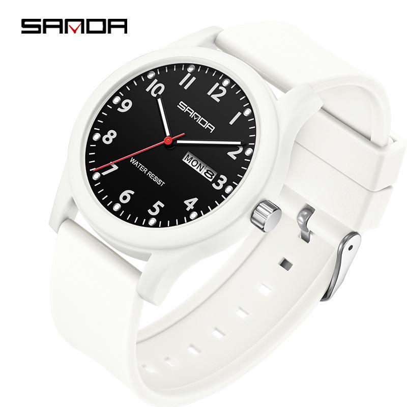 Sanda Men's & Women's Student Waterproof Silent Dual Calendar Quartz Watch
