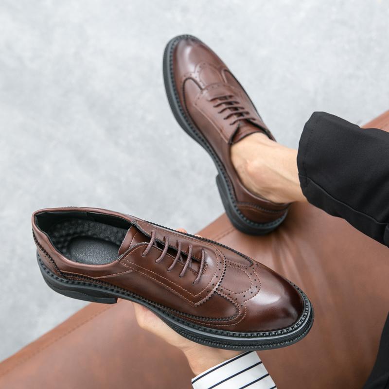 

Модные мужские туфли смешанных цветов, ретро мужские кожаные туфли, деловая мужская обувь в стиле барокко, повседневная мужская обувь Оксфорд 38 коричневый