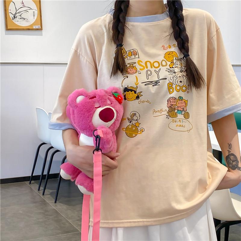 Cartoon Lotso Cute Crossbody Bag Adorable Plush Toy Girls Child Accessory Fun