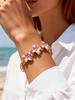 Fashion Sweet Enamel Drip Oil Pink Flower Bracelet for Women, Stainless Steel  Luxury Classic Wrist Jewelry Gifts Party Daily