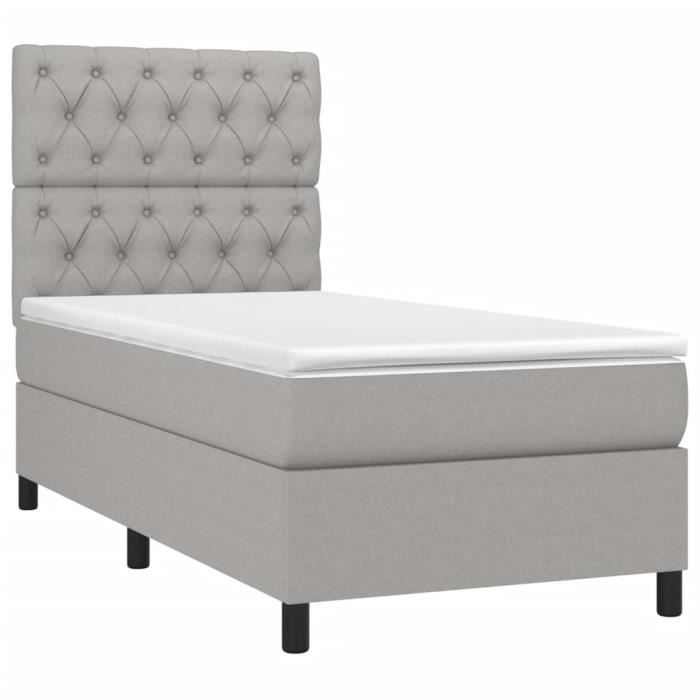 3141969 vidaXL Divan Bed with Mattress Light Grey 80x200 Cm Fabric
