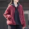 Johnature Mulheres vintage linho parkas suporte manga longa botão mais algodão casaco quente inverno cor sólida estilo chinês parkas
