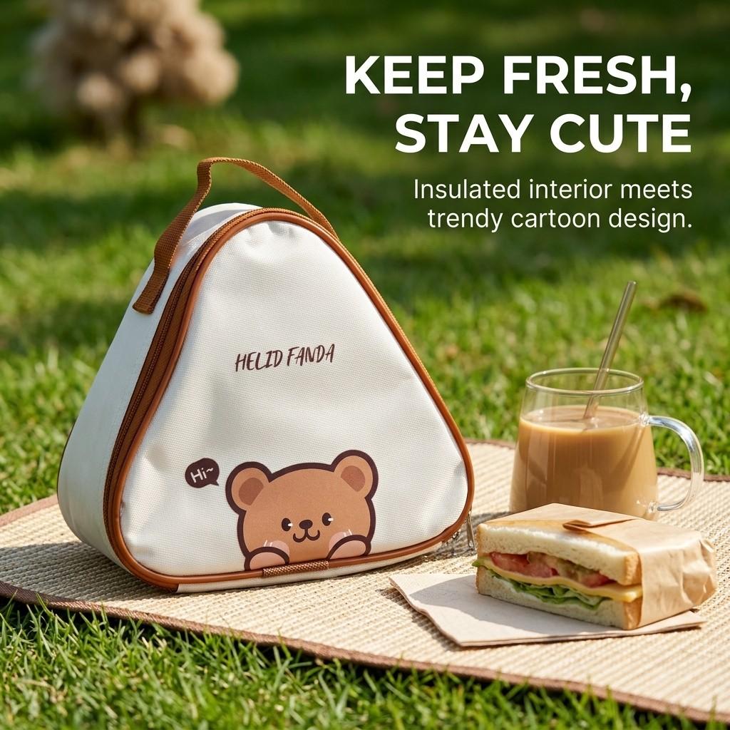 Portable Cartoon Bento Box Storage Bag Mini Oxford Insulated Lunch Bag Students Waterproof Food Thermal Bag Picnic Cooler Bag