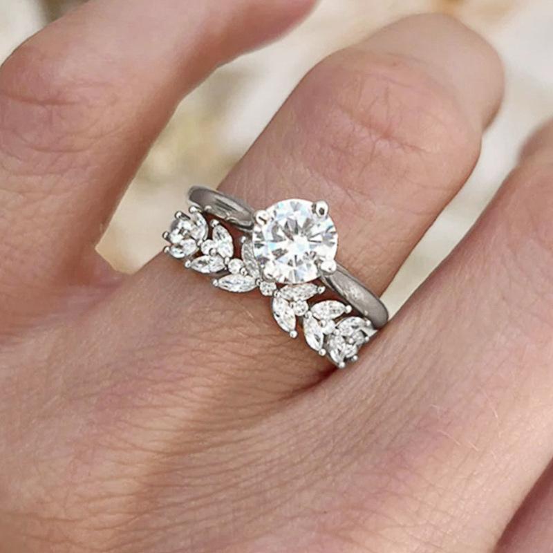 Wheat Ear Geometric Design Pair Of Rings For Women, Exquisite Light Luxury High-End Rings, Fashionable Engagement Accessories