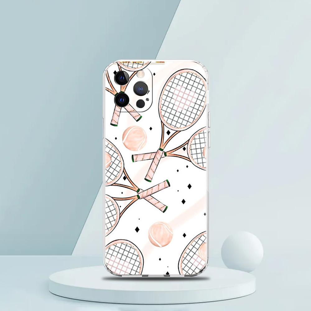 

Прозрачный чехол-сумка с принтом тенниса для iPhone 16 15 14 13 12 11 Pro Max XS Max 16 7 8 Plus, противоударный, мягкий, из ТПУ iPhone 14 Plus