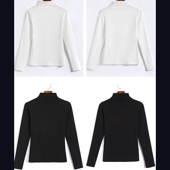 Podzim a zima Polovysoký límec Dámské tričko s dlouhým rukávem Košile s teplým spodkem Korejská verze Slim Fit Elastický Móda Dámské oblečení