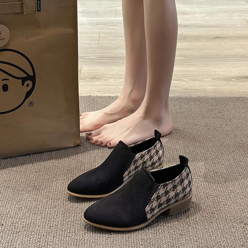 Shoes Women's Slip-On Color Block Outdoor Office High Heels Women's Pointed Toe Slip-On Square Heels Women's Shoes