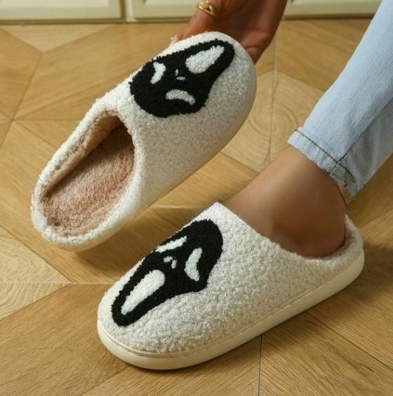 Fashion House Fuzzy Slipper Men Male Ghost Face Blue Evil Eye Home Shoes Plush Winter Warm Indoor Floor Non Slip Women Female Halloween